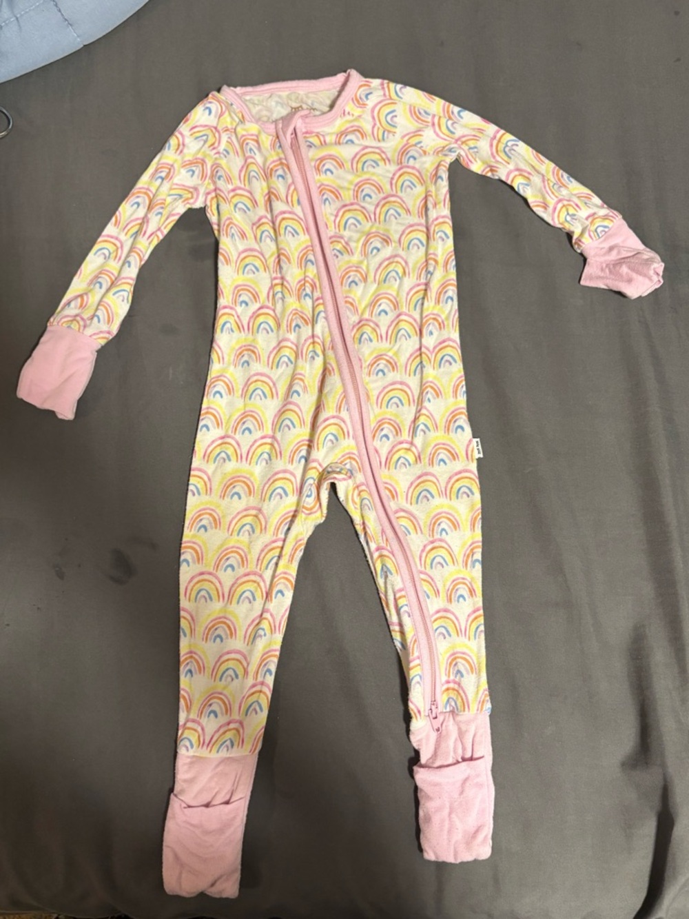 Little sleepies Girls Pink Rainbow Print One-Piece Pajamas